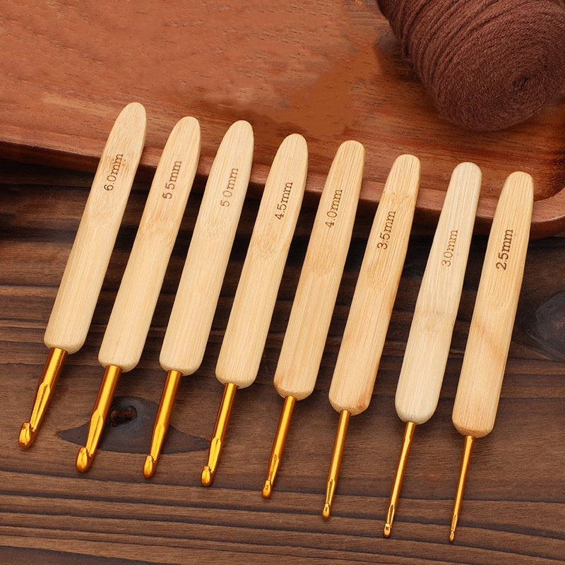 Wooden Crochet Hooks Ergonomic Handle - Bamboe Houten Handvat Haaknaalden Ergonomische Weave