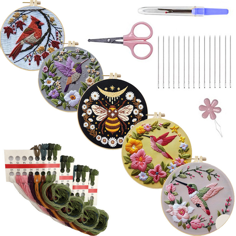 Cross Stitch Stamped Kits Beginners - Kolibrie borduurpakket voor beginners patronen punch