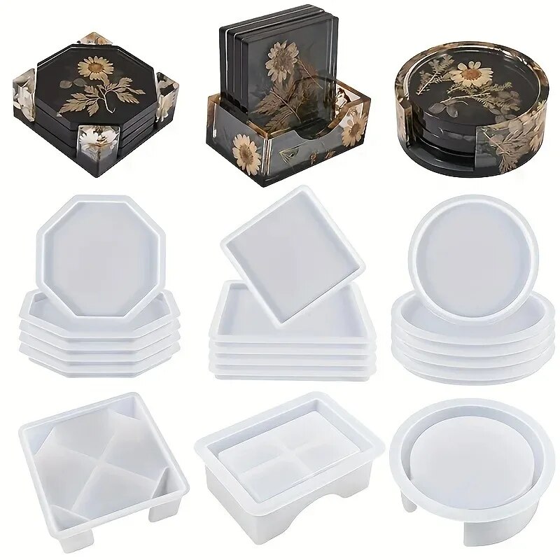 Silicone Epoxy Resin Molds Set - Coaster hars mallen set inclusief 1pc