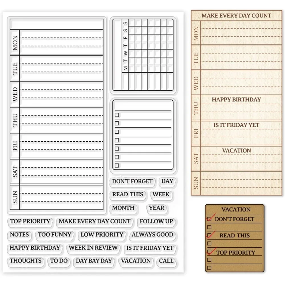 Clear Silicone Stamps For Card Making - Weekplan Duidelijke stempel Kalender Schema Siliconen