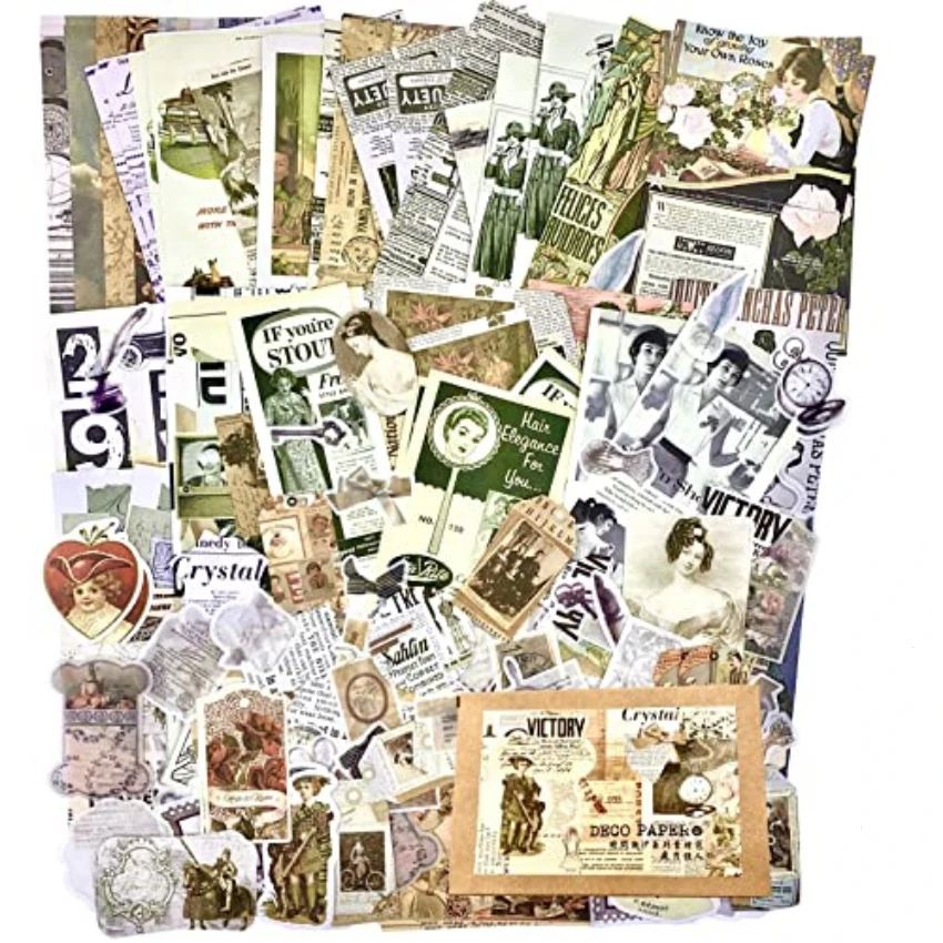 Vintage stickers voor journali - Vintage Junk Journal Scrapbooking Paper recensie en prijs