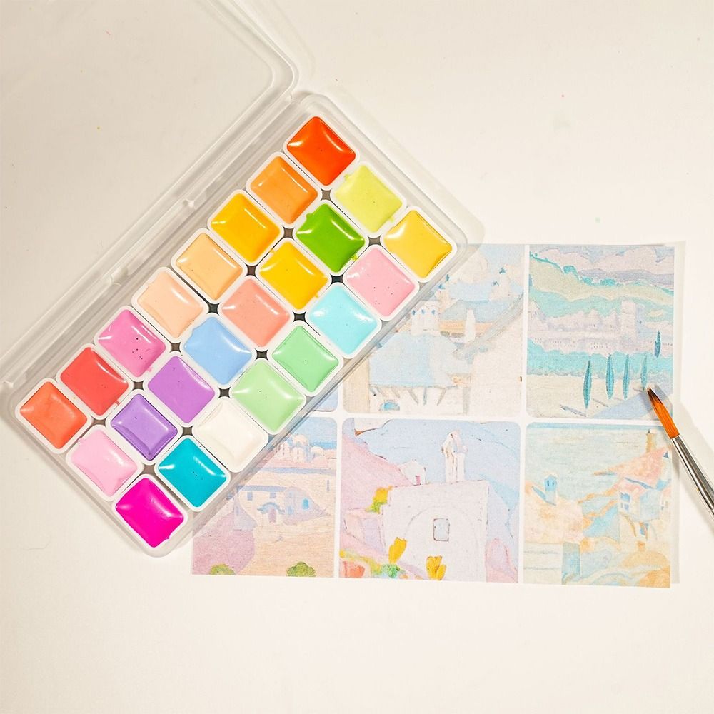 24 kleuren aquarelverfset kuns - Watercolor Paint Set Solid Pigment recensie en prijs