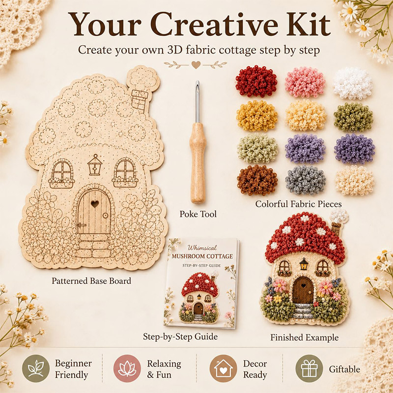 3D Mushroom House Poke Art DIY - Embroidery recensie en prijs