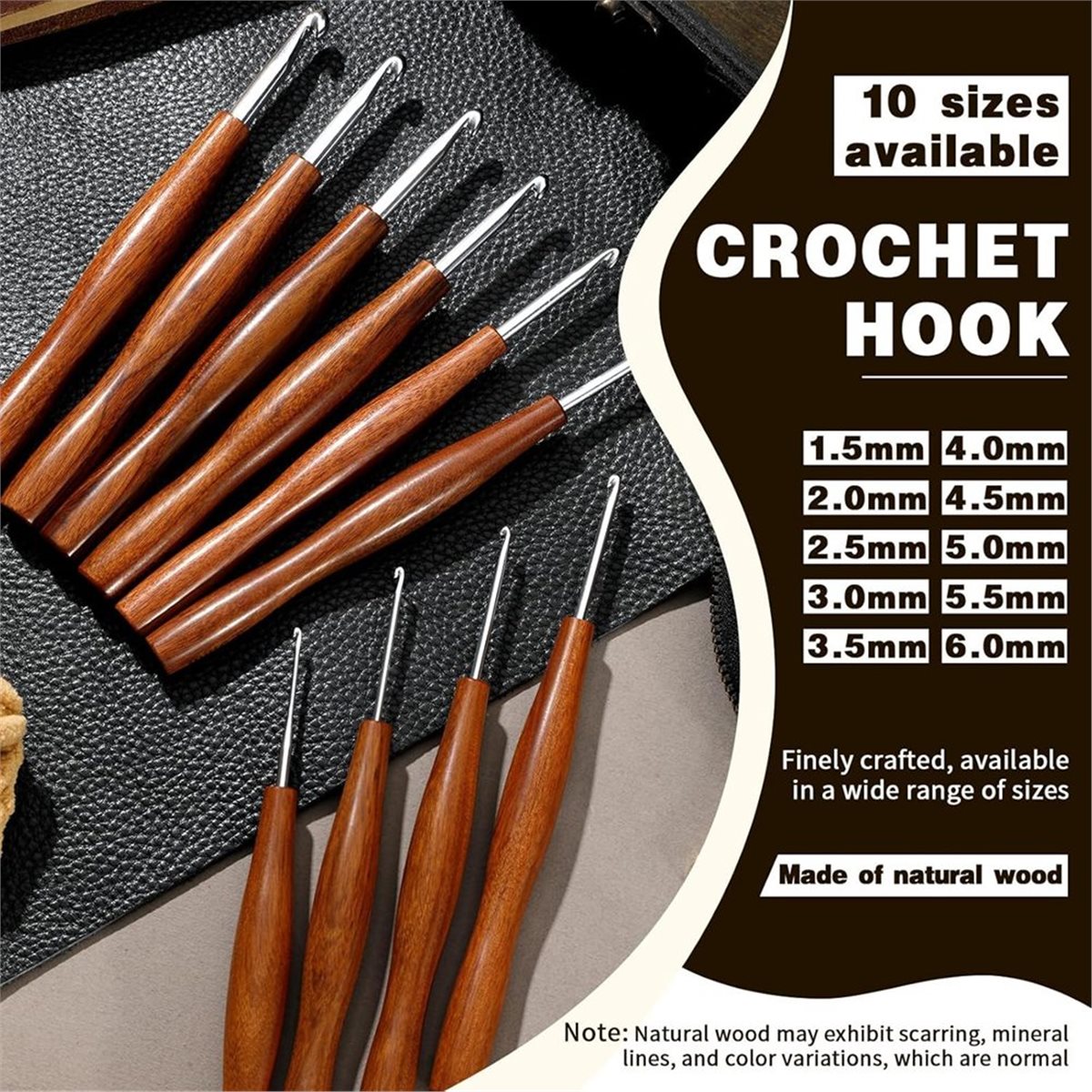 NOCM 5 stuks haaknaald, 5 mate - Wooden Crochet Hooks Ergonomic Handle recensie en prijs