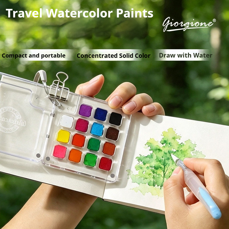 15 kleuren draagbare reisverfs - Watercolor Paint Set Solid Pigment recensie en prijs