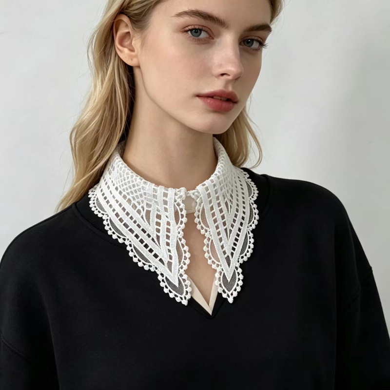 Dames witte geruite valse kraa - Embroidery recensie en prijs
