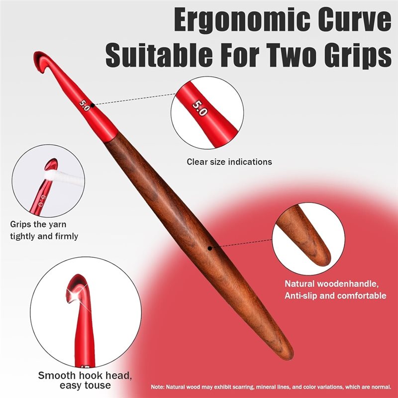 【LAATSTE KANS】Ergonomische haa - Wooden Crochet Hooks Ergonomic Handle recensie en prijs